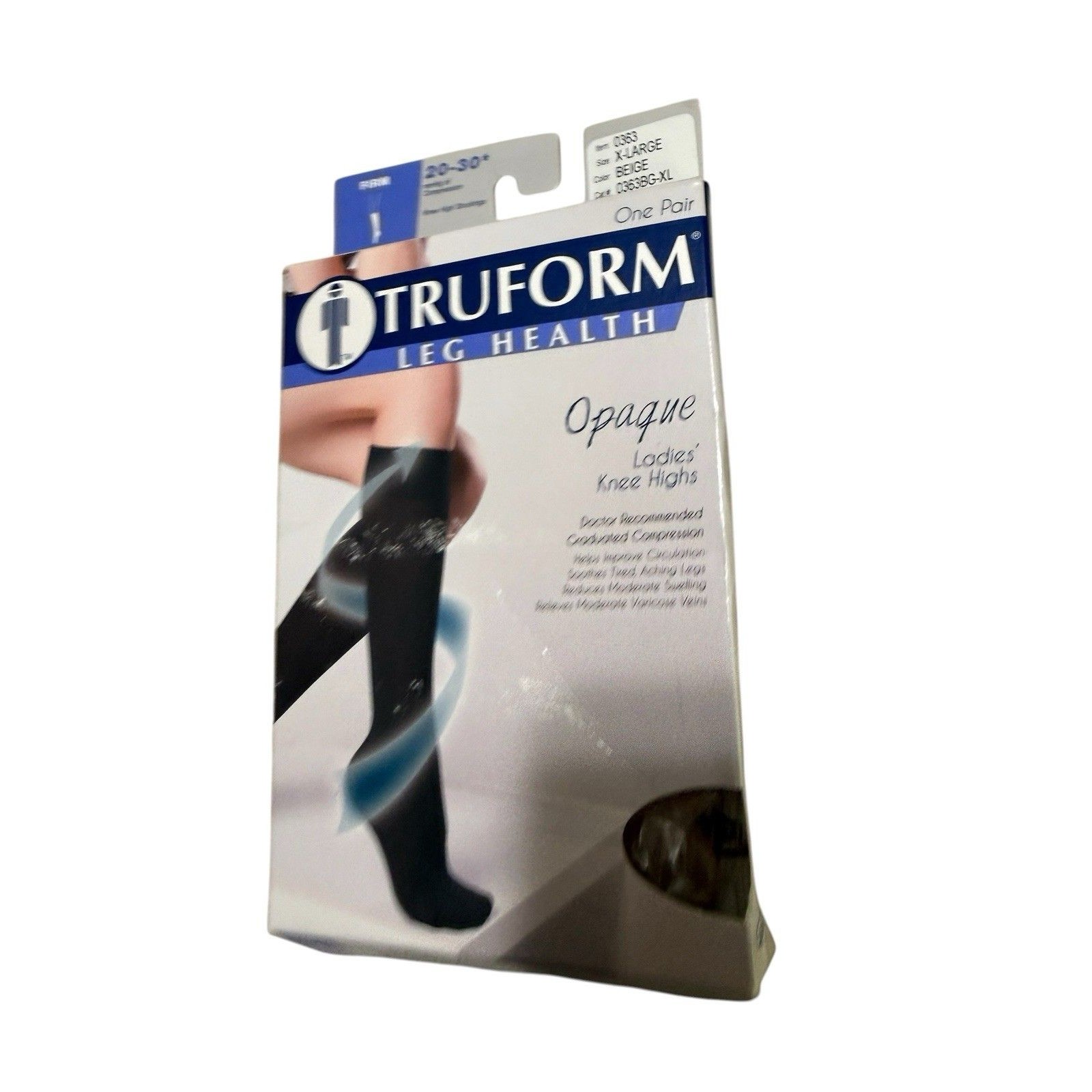 Truform Opaque Knee High Compression Stockings 20-30 Mmhg Beige Xl Nib